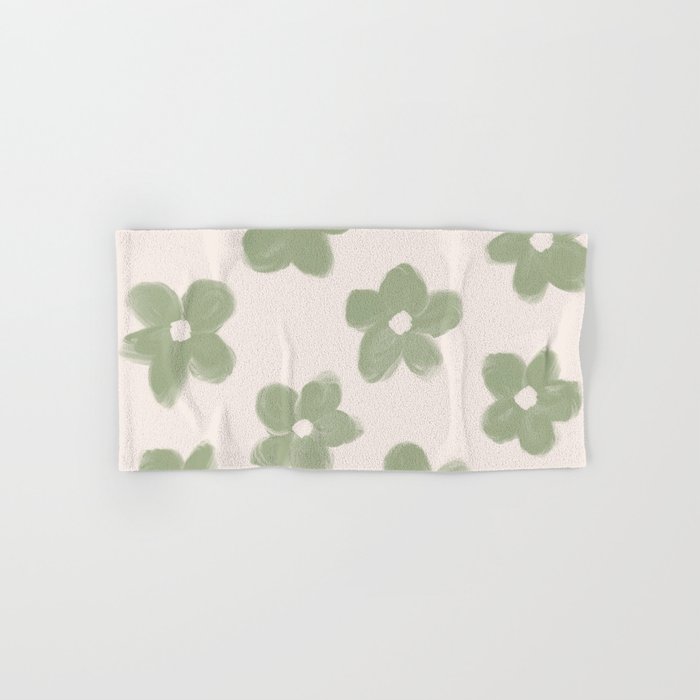 Sage Green Flowers Hand & Bath Towel