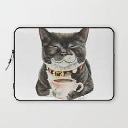 Purrfect Morning , cat with her coffee cup Laptop Sleeve