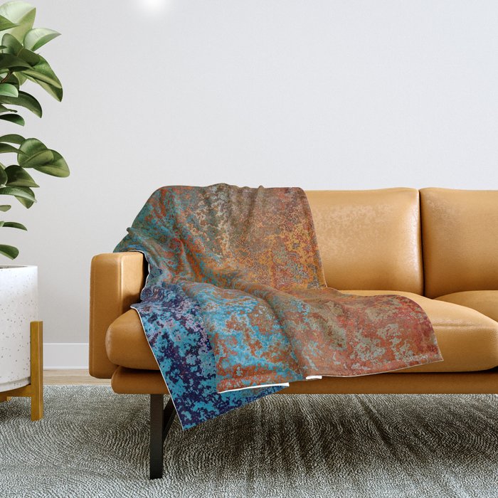 Blue and rust throw store blanket