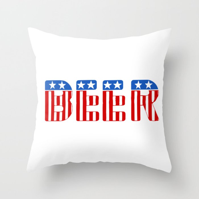 Usa Beer Text Stars And Stripes beer Throw Pillow