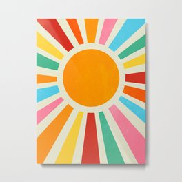 Retro Sunrise: Rainbow Edition Metal Print | Spring, Graphicdesign, Color, Boho, Vintage, Rainbow, 70S, 90S, Sunshine, Sun 