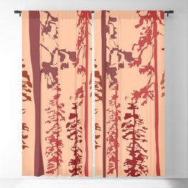 Woody - Red Minimal Forest Art Design Blackout Curtain