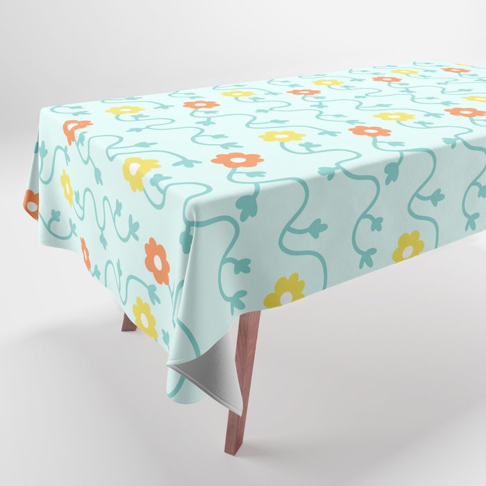 Flowery Vines - Light Teal Tablecloth