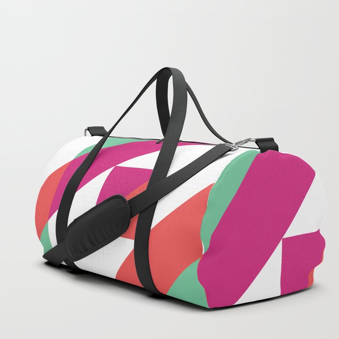 Hot Pink, Neon Grapefruit and Neon Turquoise Color Block Duffle Bag