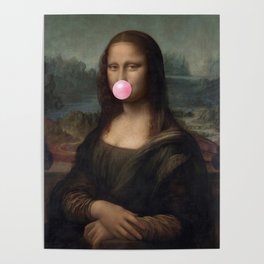 Mona Lisa Bubble Gum Smile Poster