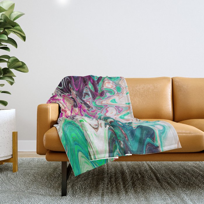 Melting Acrylic Flow Paint Pattern Throw Blanket