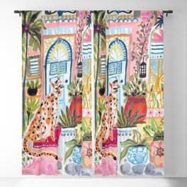 Cheetah in the City Pink Blackout Curtain
