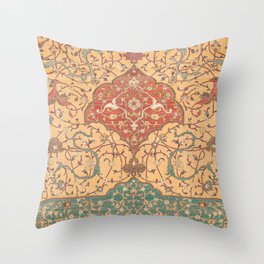 Flowery Vines VII // 16th Century Contemporary Red Blue Yellow Colorful Ornate Accent Rug Pattern Throw Pillow