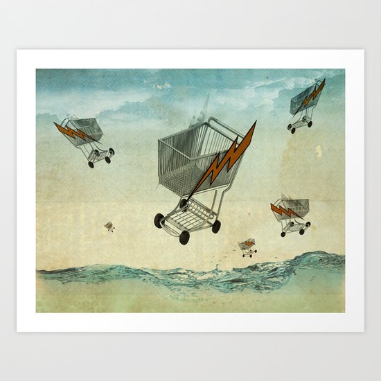 raining trolleys Art Print