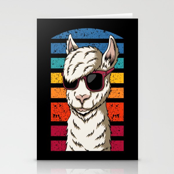 Retro Llama Eyeglasses Hipster Style Colorful Stationery Cards