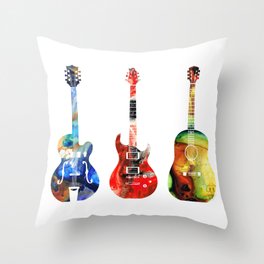 Media Room Throw Pillows Society6 Guitar Colorful Guitars By Sharon Mings Throw Pillow