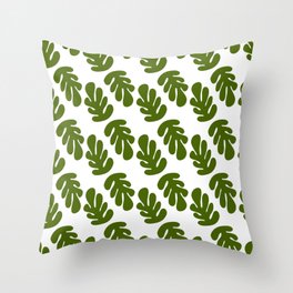 Organic green leaf pattern Throw Pillow