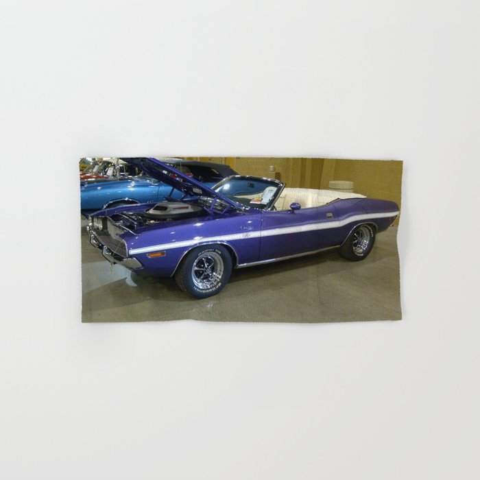 1970 Plum Crazy Purple 426 Hemi Challenger RT Convertible color photograph / photography  Hand & Bath Towel