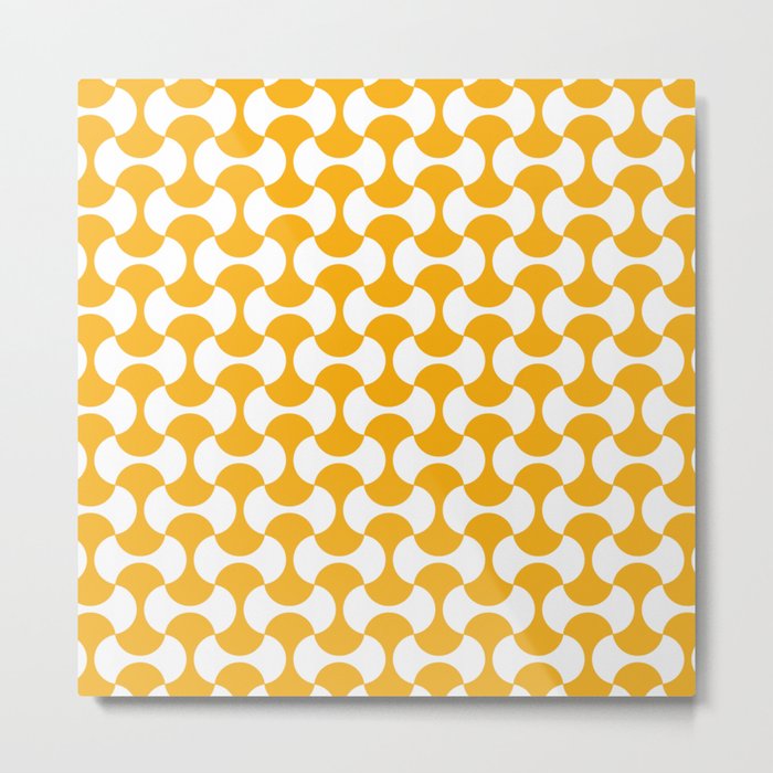 Yellow and white mid century mcm geometric modernism Metal Print
