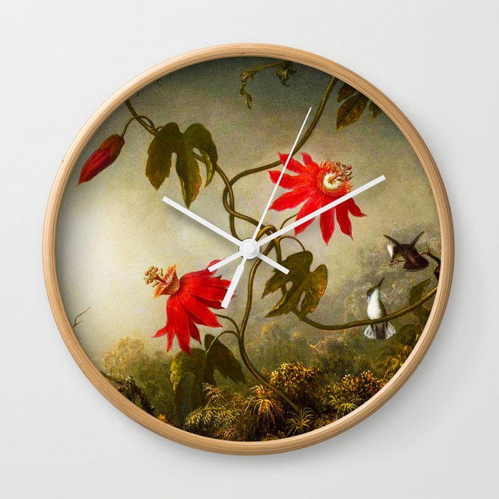 Midnight Passion Flower in a Jungle Wall Clock