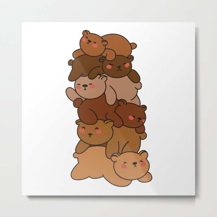 Bears Stack Cute Bear Anime Bears Metal Print