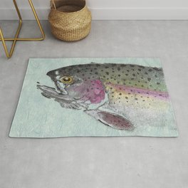 Rainbow Trout - Gyotaku Rug | Painting, Realism, Fish, Trout, Fishart, Ink, Acrylic, Japanesegyotaku, Gyotaku, Other 