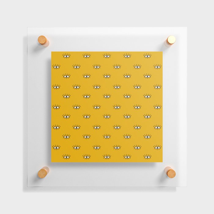 Yellow modern eyes pattern Floating Acrylic Print