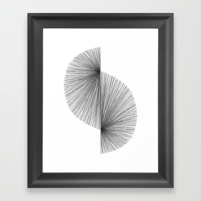 Mid Century Modern Geometric Abstract S Shape Line Drawing Pattern Framed Art Print