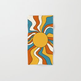 Retro Colorful Sunshine, 70s Print Hand & Bath Towel