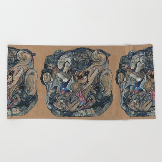 mind-face Beach Towel