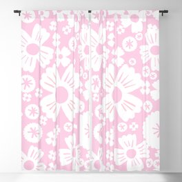 Pastel Pink and White Daisy Flowers Blackout Curtain