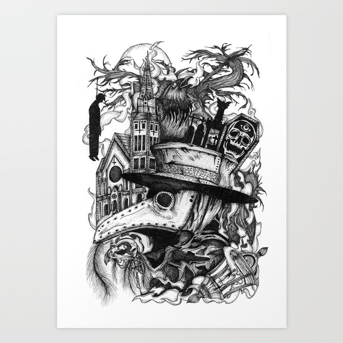 Plague Doctor Art Print By Hudeaney Society6,Dragon Line Tattoo