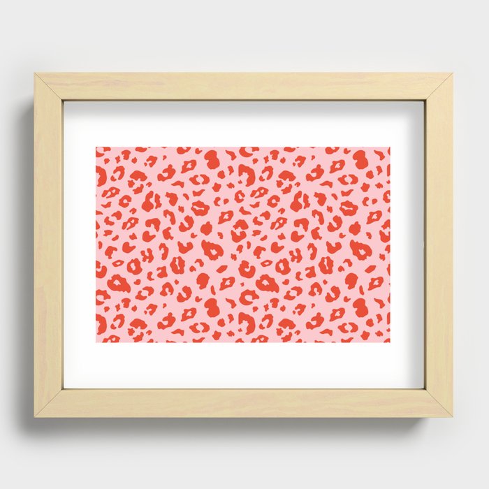 Red + Pink Leopard Spots (xii 2021) Recessed Framed Print
