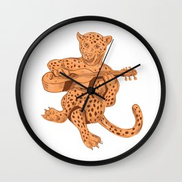 Jaguar Playing Guitar Wall Clock