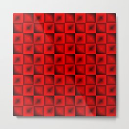 Fashionable large glare from small red intersecting squares in gradient dark cage. Metal Print | Cube, Rectangle, Stencil, Architecture, Row, Shadow, Depth, Metal, Block, Mosaic 