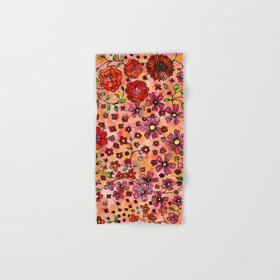 Orange Small Flowers Hand & Bath Towel