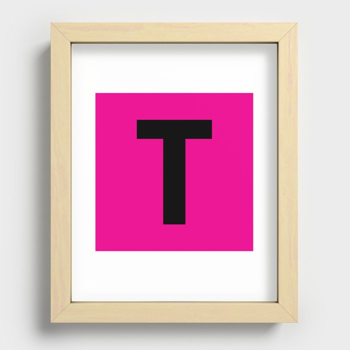 Letter T (Black & Magenta) Recessed Framed Print