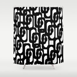Black and White Mid-century Modern Loop Pattern Shower Curtain