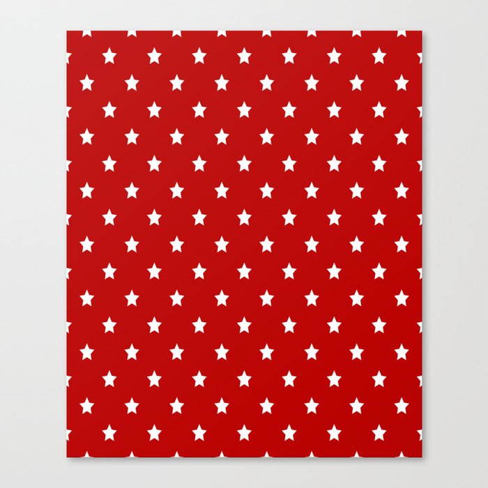 Red Background With White Stars Pattern Canvas Print