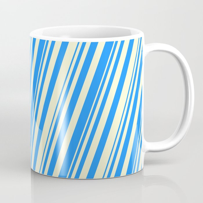 Blue & Light Yellow Colored Stripes Pattern Coffee Mug