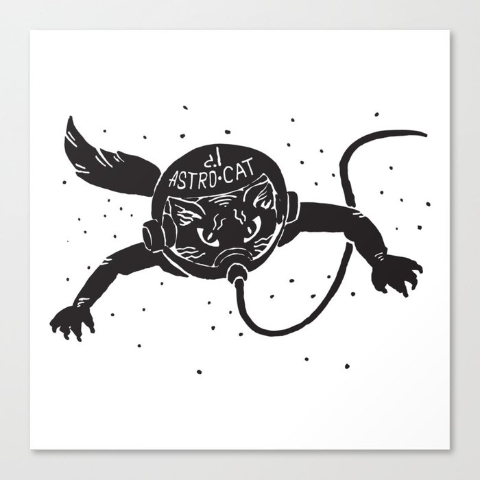 Astro Cat black Canvas Print