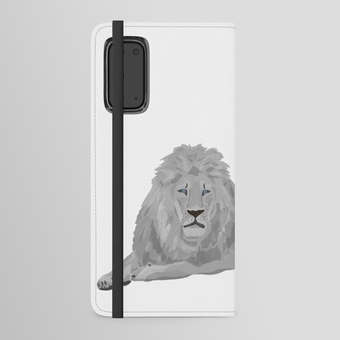  digital painting of a male white lion Android Wallet Case