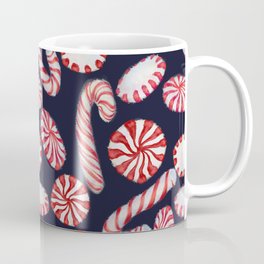 Red christmas candy mix pattern dark Coffee Mug