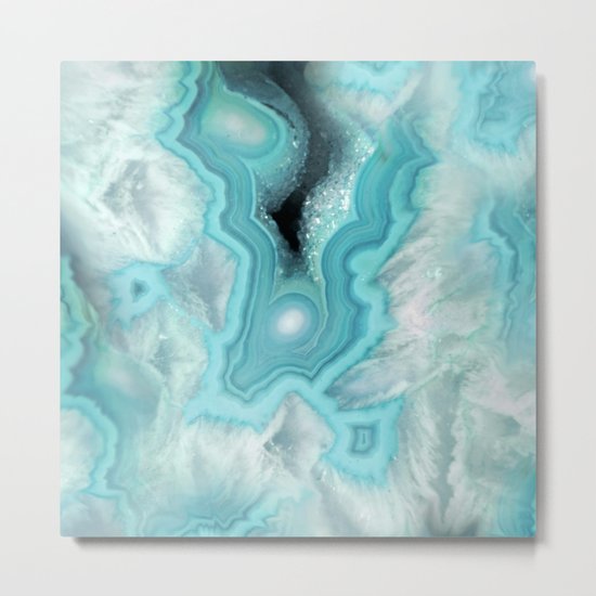 Aqua Sea Stone Metal Print