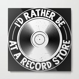 I'd rather be at a record store 80s aesthetic Metal Print | Pastel, Retrovintage, Trendy, Aesthetic, Hipster, 70S, Cute, Funny, Graphicdesign, 80Saesthetic 