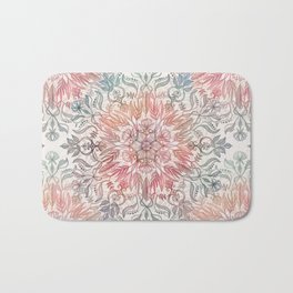 Autumn Spice Mandala in Coral, Cream and Rose Bath Mat