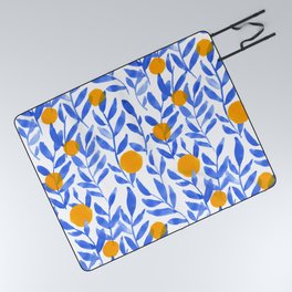 Tropical Lemons / Blue and Yellow Refreshing Lemon Print / Abstract Lemon Vibes / Summer Lemons Picnic Blanket