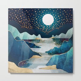 Moon Glow Metal Print | Nature, Digital, Reflection, Stellar, Curated, Graphicdesign, Landscape, Ocean, Abstract, Inidigo 
