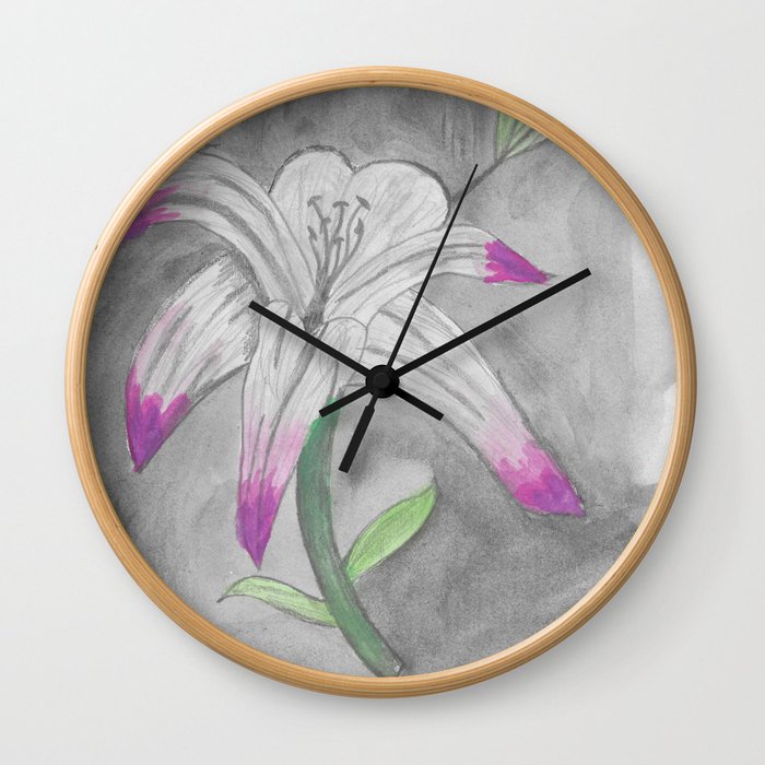 Watercolour lily flower Wall Clock