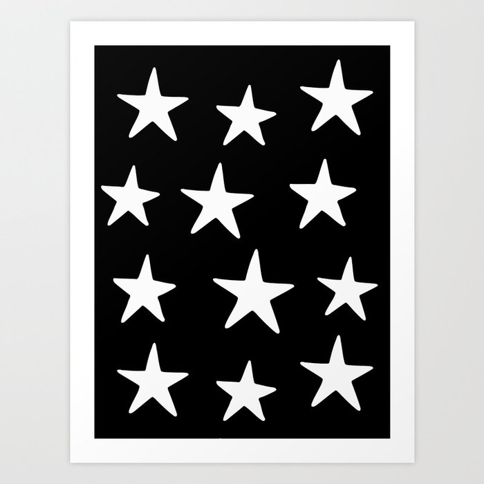 Star Pattern White On Black Kunstdrucke