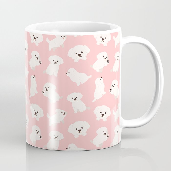 Adorable White Maltese All-Over-Print in Pink Coffee Mug
