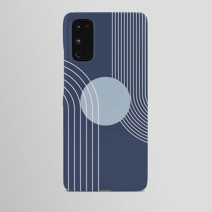 Geometric Lines in night Blue 10 (Rainbow and Sun Abstract) Android Case