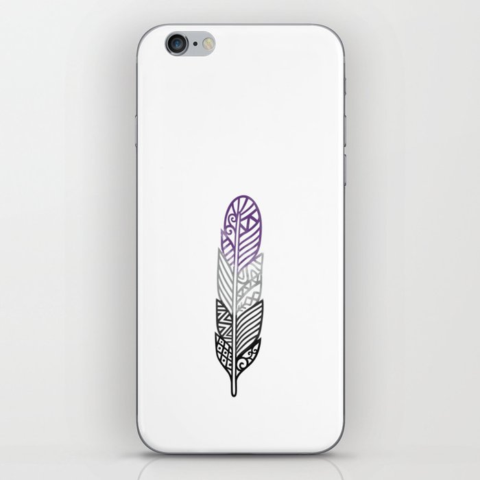 Subtle Ace Pride: Boho Watercolor Feather iPhone Skin