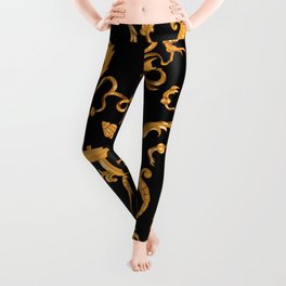 Baroque pattern with golden chains fishes and anchors Leggings