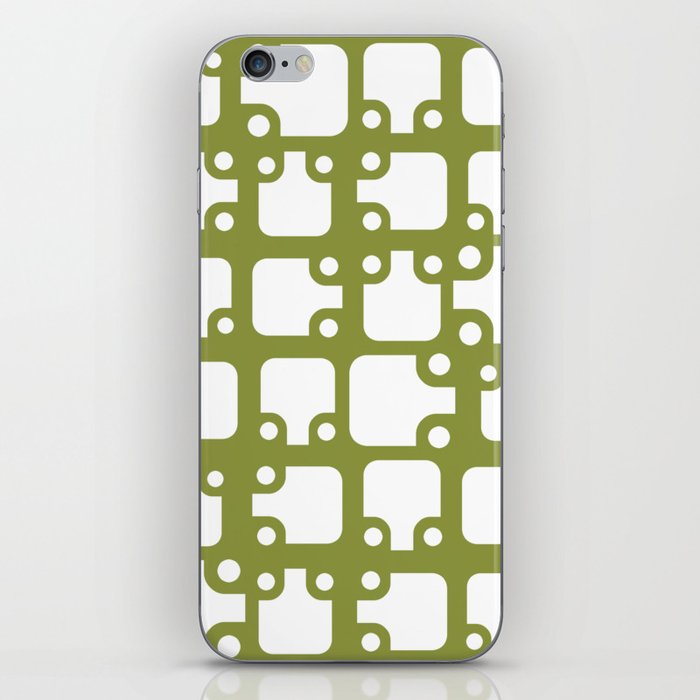 Mid Century Modern Abstract Pattern Olive Green 2 iPhone Skin